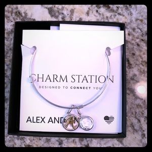Alex and Ani initial bracelet and clear charm BNIB